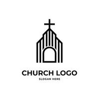 church icon logo line art design concept idea vector