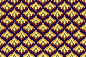 Geometric ethnic floral pixel art embroidery, Aztec style, abstract background design for fabric, clothing, textile, wrapping, decoration, scarf, print, wallpaper, table runner. vector