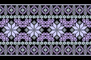 geométrico étnico floral píxel Arte bordado, azteca estilo, resumen antecedentes diseño para tela, ropa, textil, envase, decoración, bufanda, imprimir, fondo de pantalla, mesa corredor. vector