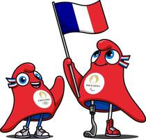 Mascots Phryge of the 2024 Summer Olympic and Paralympic Games in Paris vector