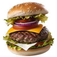 köstlich Burger mit Rindfleisch Burger Speck Käse und Fleisch Brot Grüner Salat Tomaten png