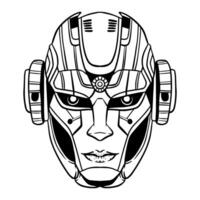 Futuristic Robotic head outline art vector