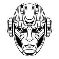 Futuristic Robotic head outline art vector