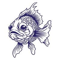 hand drawn ryukin goldfish illustration vector