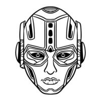Futuristic Robotic head outline art vector