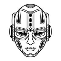 Futuristic Robotic head outline art vector