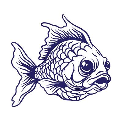 hand drawn ryukin goldfish illustration