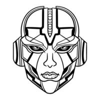 Futuristic Robotic head outline art vector