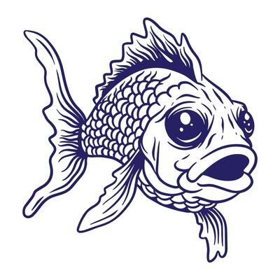 hand drawn ryukin goldfish illustration