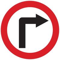 Turn right, stop, prohibited, warning traffic sign red color icon, banner illustration. vector