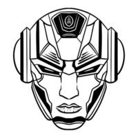 Futuristic Robotic head outline art vector