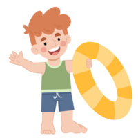 Illustration of a boy with a swimming float png