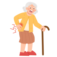 Illustration of an elderly woman with back pain png