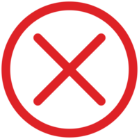 Red cross mark, NO sign on transparent background png