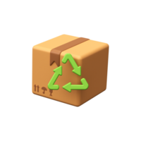 Biodegradable box 3d. Environment protection png