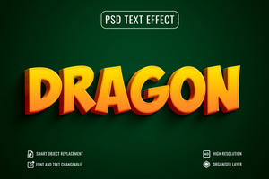 3d dragon text effect in comic style psd