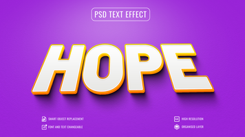 speranza testo effetto nel prospettiva Visualizza psd