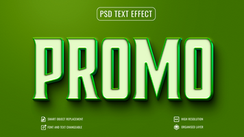 luxe vert 3d texte effet avec le mot promo psd