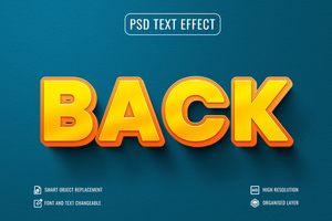 3d back text effect with a blue background psd