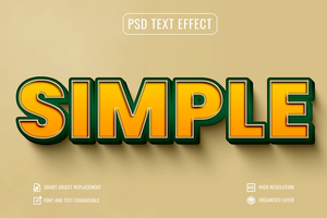 semplice 3d testo effetto con colorato lettere psd