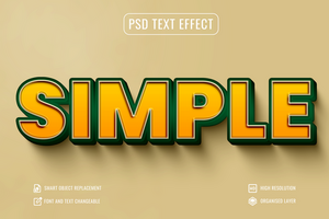 sencillo 3d texto efecto con vistoso letras psd