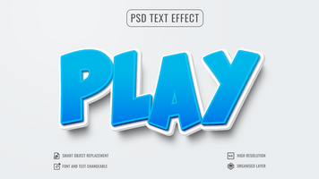 3d play text effect with blue letters psd