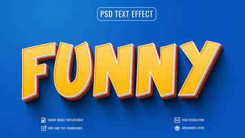 funny text effect in 3d style psd