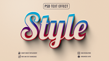3d text style effect template psd