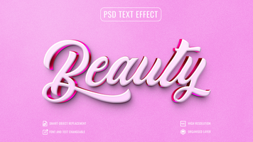 beauty text effect with pink background psd