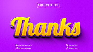 Thanks text effect in 3d style psd