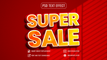 super sale banner text effect with red background psd