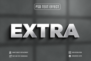 3d text effect in black and white psd