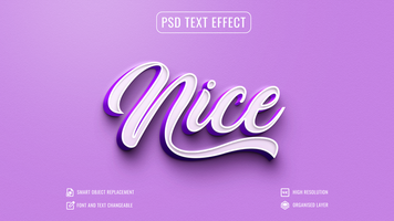 3d nice text effect with script typeface psd