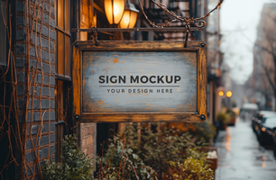 Vintage sign mockup psd