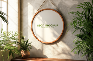 Photo frame mock up in a room decorated with plants psd