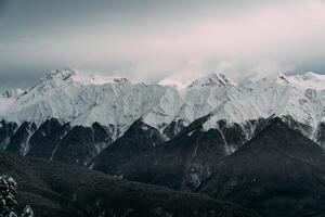 Sochi Mountain Peaks Spectacular Foggy View with Beautiful Lighting photo