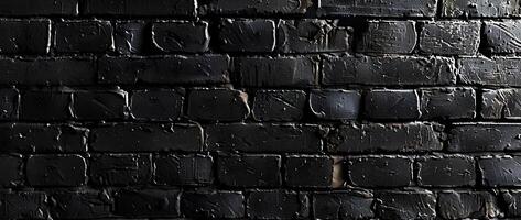 AI generated Black brick wall with cracks and scratches. Abstract texture background for design. photo