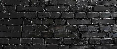 AI generated Black brick wall with cracks and scratches. Abstract texture background for design. photo