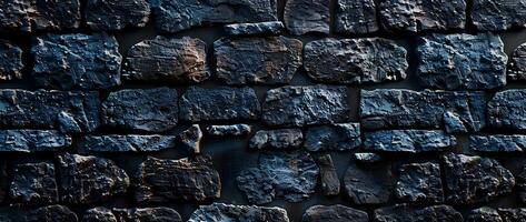AI generated Black brick wall with cracks and scratches. Abstract texture background for design. photo