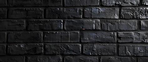 AI generated Black brick wall with cracks and scratches. Abstract texture background for design. photo