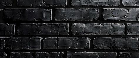 AI generated Black brick wall with cracks and scratches. Abstract texture background for design. photo