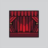 Pixel art illustration Theatre Curtain. Pixelated Curtain Show. Curtain Show Theatre pixelated for the pixel art game and icon for website and game. vector