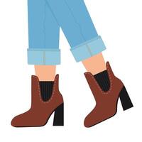 Female legs in trendy women leather boots vector