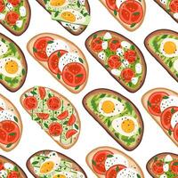 Toasts seamless pattern with different ingredients vector