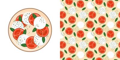 seamless pattern with caprese salad vector