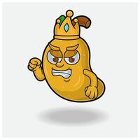 Angry expression with Mango Fruit Crown Mascot Character Cartoon. vector