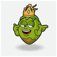 Smug expression with Coconut Fruit Crown Mascot Character Cartoon. vector