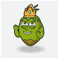 Happy expression with Coconut Fruit Crown Mascot Character Cartoon. vector