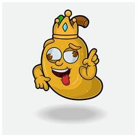 Crazy expression with Mango Fruit Crown Mascot Character Cartoon. vector