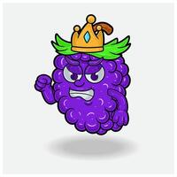 Angry expression with Grape Fruit Crown Mascot Character Cartoon. vector